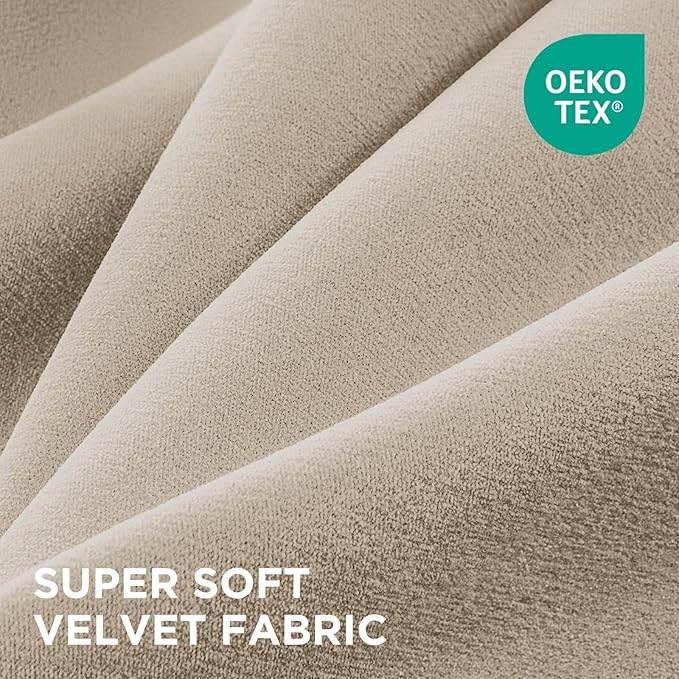 Joydeco Latte Coffee Velvet Curtains 84 Inches 2 Panels, Luxury Thermal Insulated Soft Curtains for Bedroom & Living Room, Room Darkening Velvet Drapes, Rod Pocket (52W x 84L)