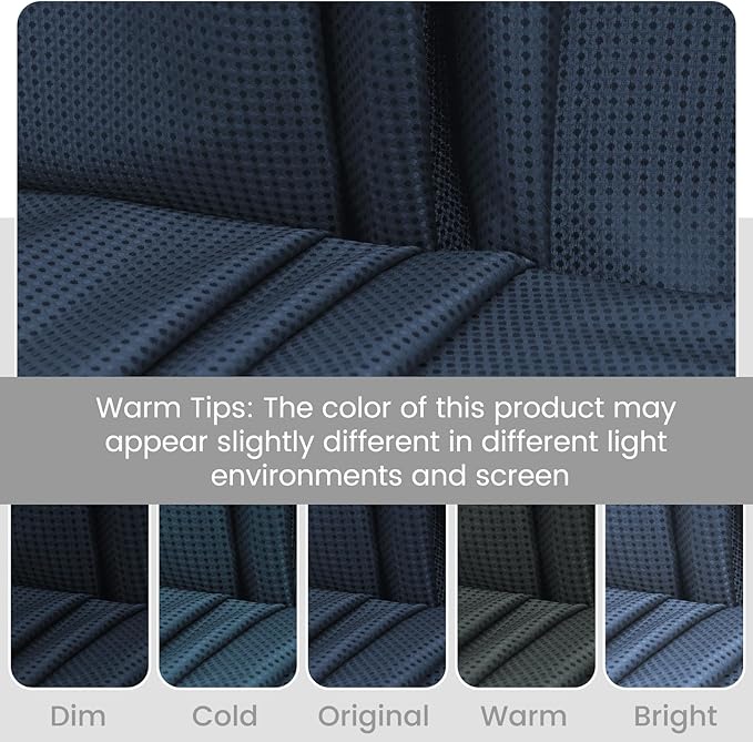 No Hook Shower Curtain with Snap in Liner Set Waffle Shower Curtain for Bathroom Hotel Style Fabric Waterproof Inner Liner，54" W x 80" H, Navy Blue