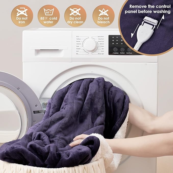EHEYCIGA Heated Blanket Electric Blanket Full Size - Heating Blanket with 9 Heating Levels & 10 Hours Auto Off, Soft Cozy Sherpa Washable Blanket with Fast Heating, 72 x 84 Inches