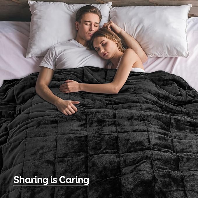 Sivio Weighted Blanket for Adult, 15 lbs Sherpa Heavy Throw with Fleece Reversible, Queen Size, Weighted Blanket for Men and Women Deep Sleeping, 60 x 80Inches Dual Sided Black