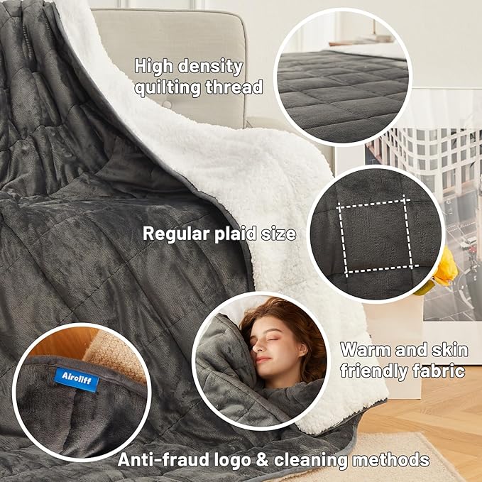 Weighted Blanket 25 lbs, 104x88 inches - Thick, Warm Heavy Blanket for Couple, Fluffy Sherpa Fleece for Bed, Soft, Fuzzy King Size