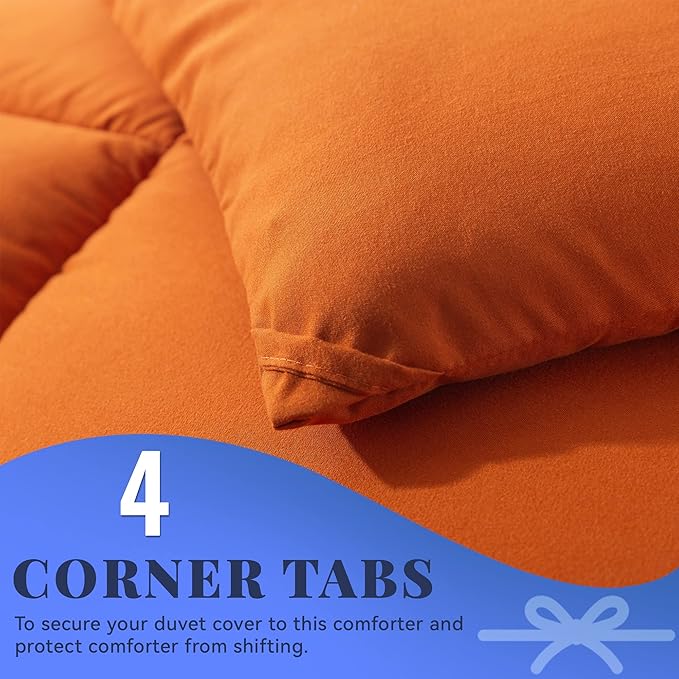 Cosybay Down Alternative Comforter (Burnt Orange, Twin) - All Season Soft Quilted Twin Size Bed Comforter - Duvet Insert with Corner Tabs - Winter Summer Warm Fluffy, 64x88 inches
