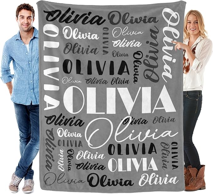 Name Blanket Personalized Blanket for Adult Kids Flannel Customize Throw Blanket Custom (Color 12, 50 x 60 Inches)