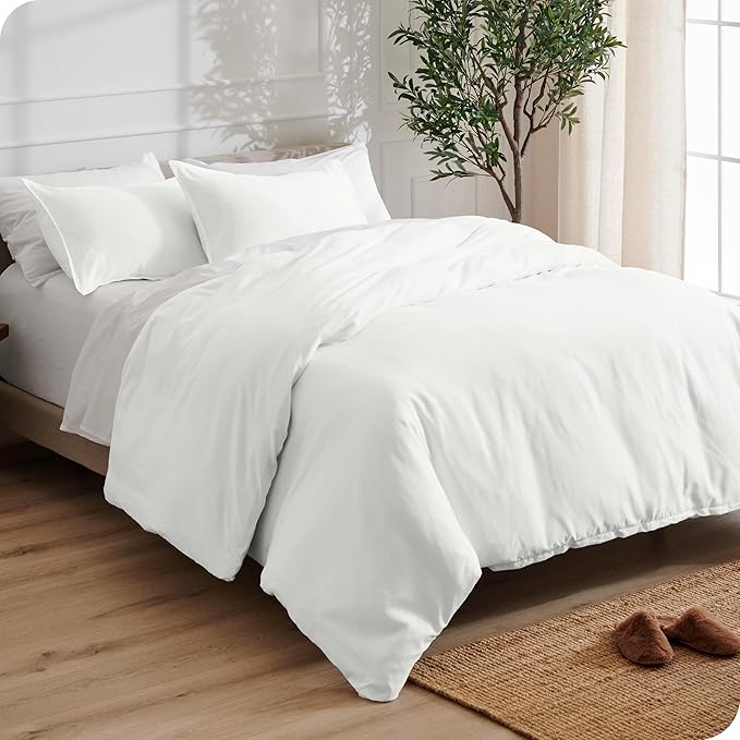 Bare Home Bedding Duvet Cover Oversized Queen - Premium 1800 Super Soft Collection - Lightweight, Cooling - Soft Breathable Bedding Duvet Cover (Oversized Queen, Cream)