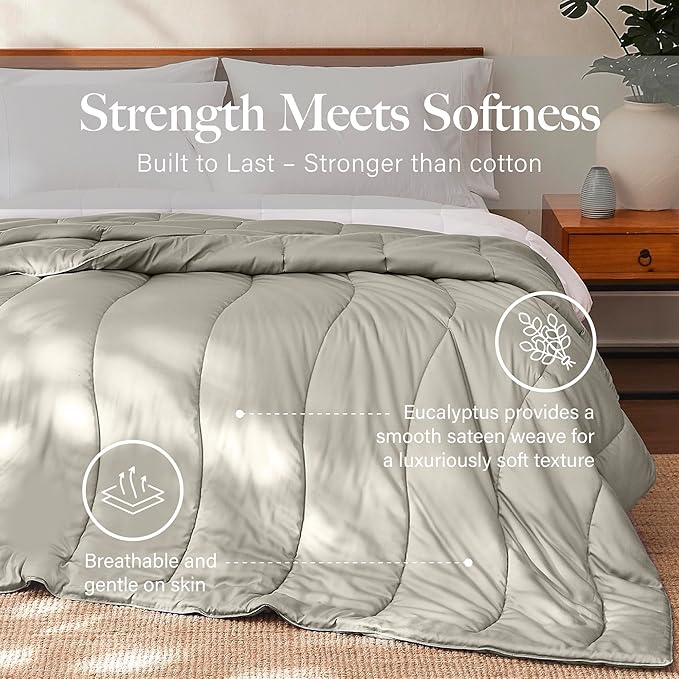 Modern Threads Tencel Lyocell Luxury Ultra Soft Down Alternative Comforter, Taupe, King