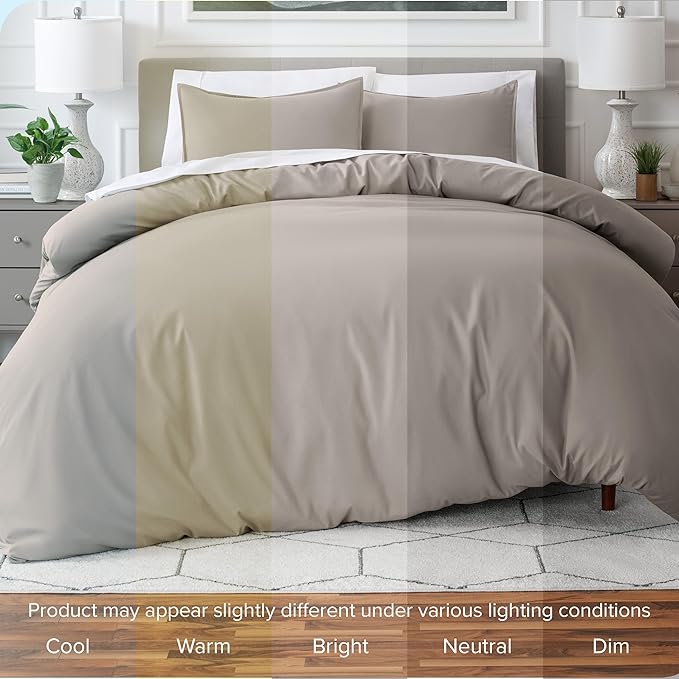 Bare Home Bedding Duvet Cover King Size - Premium 1800 Super Soft Collection - Lightweight, Cooling - Soft Breathable Bedding Duvet Cover (King, Khaki)