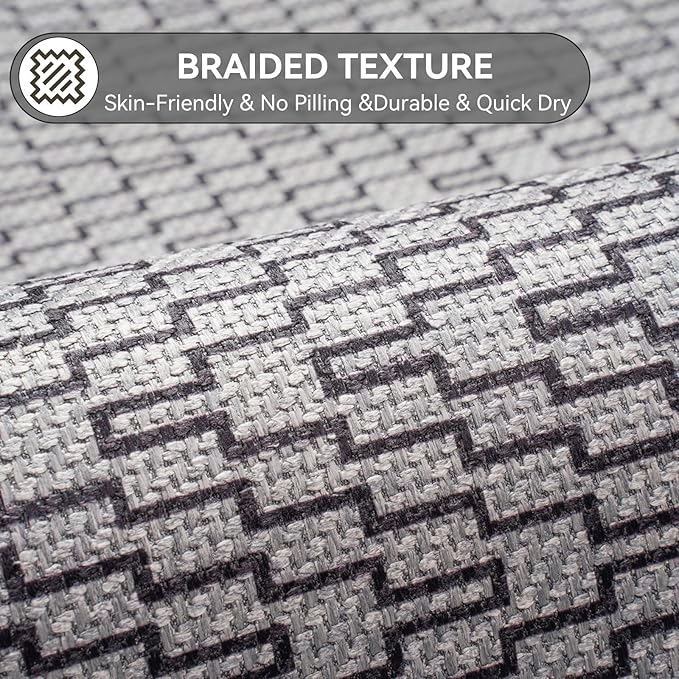 Bathroom Rugs Mat 20x31, Non Slip Ultra Thin Bath Mat Quick Dry Absorbent Washable Woven Half Round Bath Mats for Bathroom Floor Rubber Backed Fit Under Door Grey