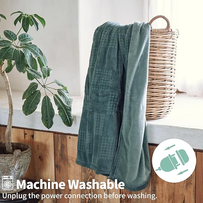 Heated Blanket Electric Blanket Throw 50''X60''-Heating Throw with 9 Heat Settings-2-10 Hours Auto Off,ETL Certified,Machine Washable (Green)