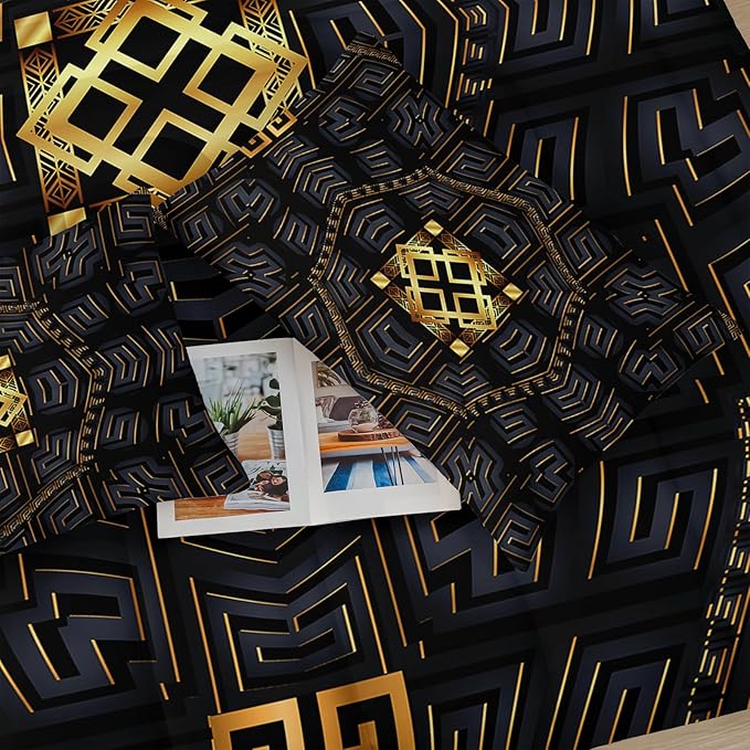 Black and Gold Plaid Comforter Set King，King Quilt Bedding Set Plaid，with 1 Comforter with 2 Pillow Case