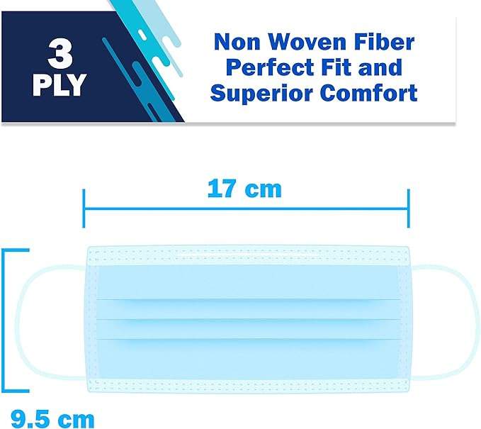 2000 Bulk Face Masks (40 Boxes, 50pcs/Box), Non Woven Thick 3-Layers Breathable Facial Masks with Adjustable Earloop, Mouth and Nose (Blue)