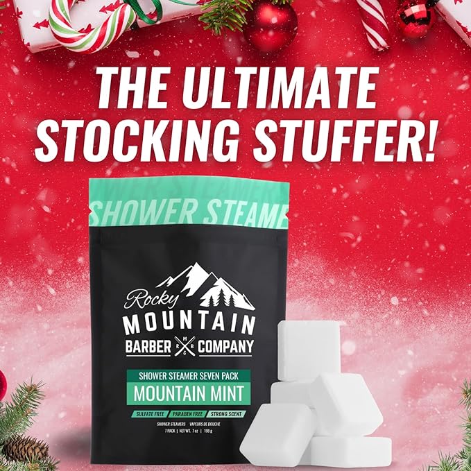 Mountain Mint Shower Steamers 7 Pack – Made in USA with Extra Strong Scent- Essential Oil Aromatherapy with Eucalyptus, Peppermint & Menthol - Refreshing Scent for Stress Relief