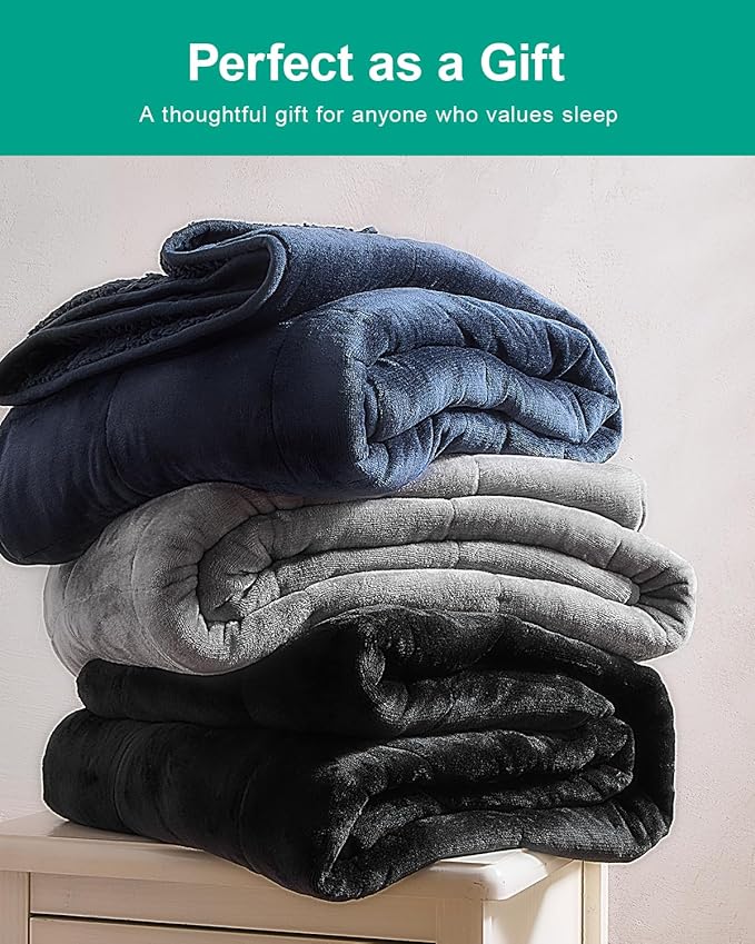 Super Fuzzy Soft Sherpa Fleece Weighted Blanket, 20 lbs Dual Sided Fluffy Heavy Weighted Blankets for Adults - No Bunching with Double Layers of Soft Inner Lining (80"x 87", 20 Pounds)