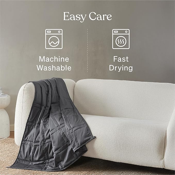 Baloo Weighted Blanket for Adults 15 lb (Midnight, 60"x80") | Cool & 100% Cotton | Machine Washable & Dryer Safe | Glass Microbead Fill