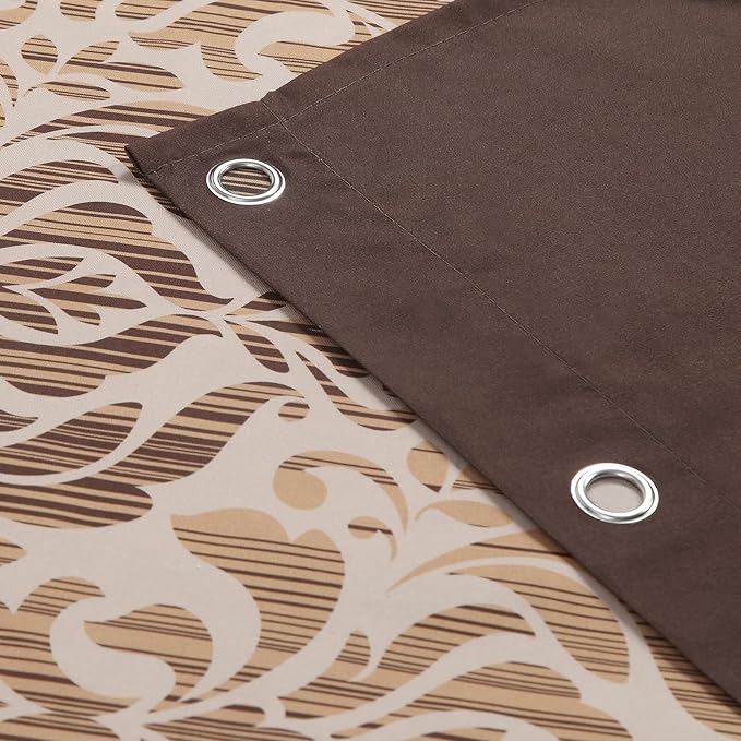 Extra Long Fabric Shower Curtain, Soft & Lightweight Brown Damask Print Shower Curtains for Bathroom, 72" W x 84" H