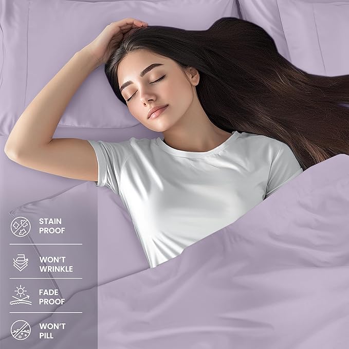 Utopia Bedding Twin Sheet Set – 3 Piece Bed Sheets for Twin Size Bed, Soft and Breathable Microfiber, Includes 1 Fitted Sheet, 1 Flat Sheet and 1 Pillowcase (Lavender)