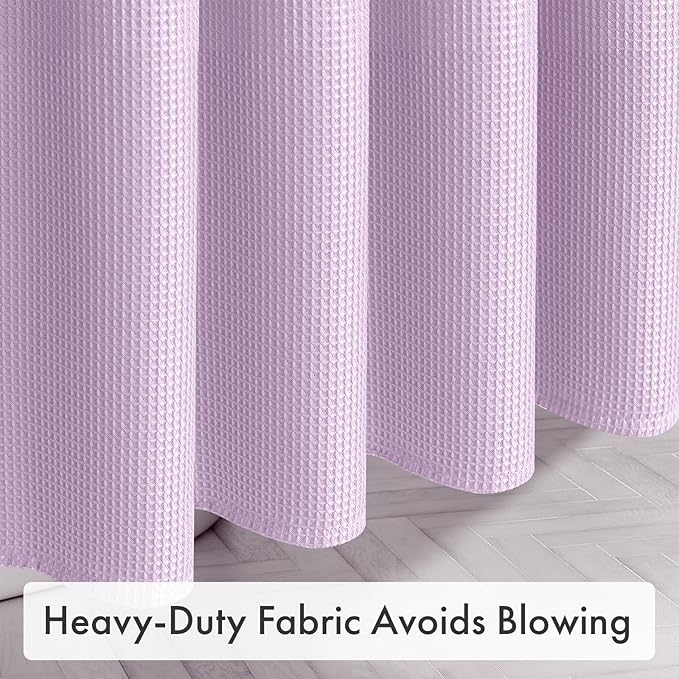 AmazerBath Light Purple Shower Curtain Waffle Textured, Lavender Shower Curtain Fabric Thick Heavy Duty 240GSM, Hotel Quality Bathroom Shower Curtains, Premium Polyester, 72 x 72 Inches