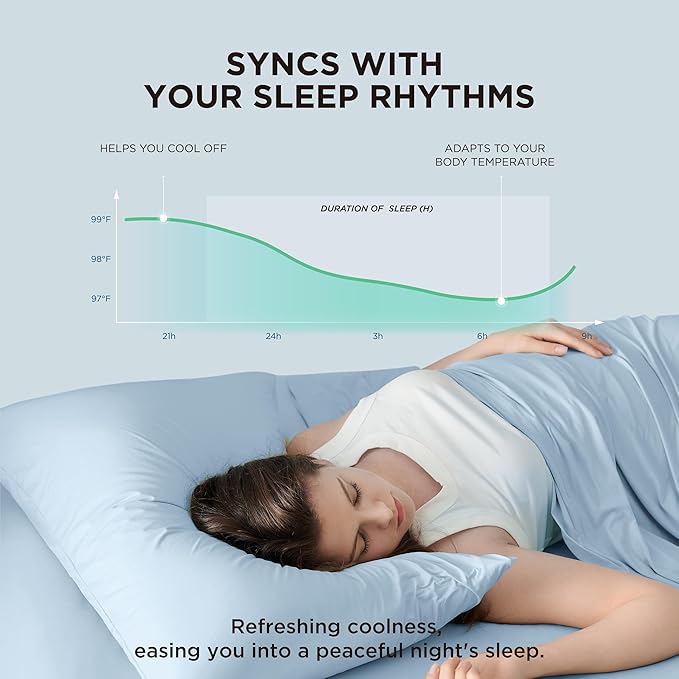 Bedsure Cooling Pillow Cases, Zipper Pillow Cases Queen Size Set of 2, Cool Pillowcases for Hot Sleepers & Night Sweats, Soft & Breathable Cold Pillow Covers for Hair & Skin, Gift, Blue, 20x30 Inches