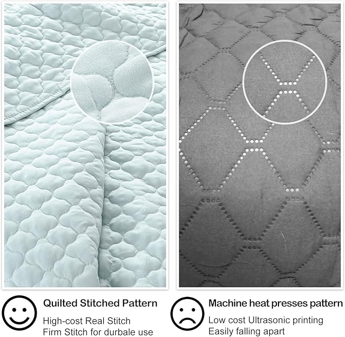 HORIMOTE HOME Quilt King Size Aqua Blue, Lightweight Quilt for Summer, Ultra-Soft Microfiber Modern Style Quilted Clouds Pattern Bedspread Quit Set 3 Pieces(1 Quilt and 2 Pillow Shams)