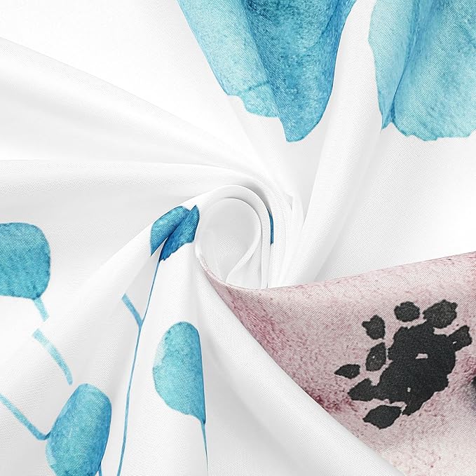 Gibelle Watercolor Floral Shower Curtain, Light Blue Beige Flower Shower Curtain for Bathroom, Modern Minimalist Waterproof Fabric Shower Curtain Set with Hooks 72x72 Inch
