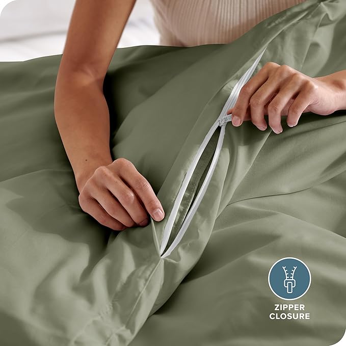 Bare Home Bedding Duvet Cover Extra Long Size - Premium 1800 Super Soft Collection - Lightweight, Cooling - Soft Breathable Bedding Duvet Cover (Twin/Twin XL, Sage)