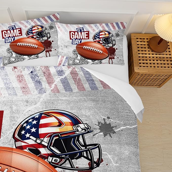 Full Size Kids Comforter Sets Boys Football，Sport Themed Full Size Bedding，Sport Quilt for Boys