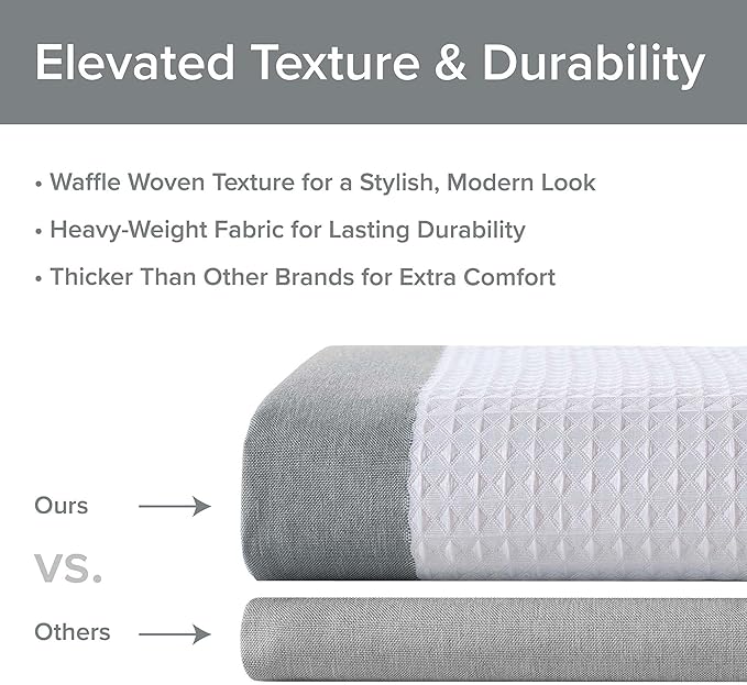 Madison Park Spa Waffle Shower Curtain Pieced Fabric with 3M Scotchgard Moisture Management Modern Home Bathroom Decorations, Tall 72"x84", Grey