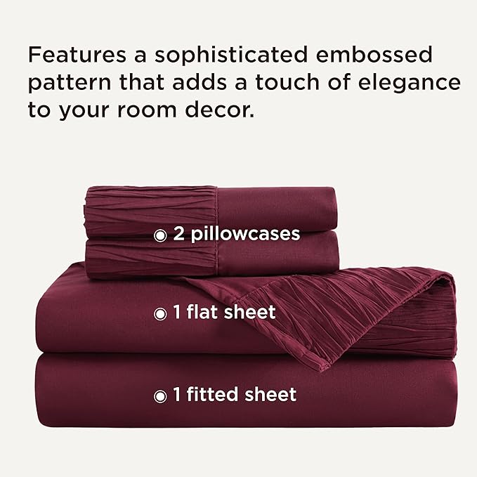 Bedsure Queen Sheet Set - 4 Pieces Soft Queen Size Sheets - Breathable & Cooling - Hotel Luxury - Easy Care Polyester Microfiber Bedding for Women, Men, Red