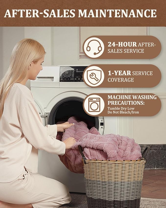 CAROMIO Electric Blanket Twin Size - Thick Tufted Sherpa Heated Blanket Twin with 6 Heating Levels and 8 Time Settings, UL Certified Machine Washable Fast Heating Blanket Twin 62"×84", Dusty Pink