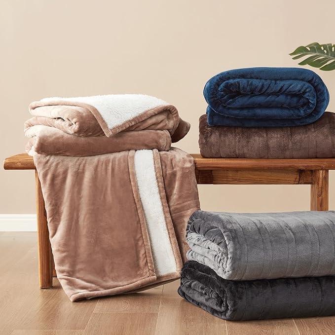 EHEYCIGA Heated Blanket - Full Size, 9 Heating Levels, Auto Off, Soft Cozy Sherpa, 72 x 84 Inches
