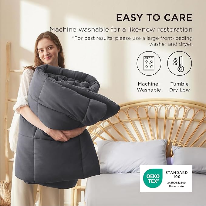 Bedsure Comforter Duvet Insert - Quilted Comforters Oversize Queen Size, All Season Duvet, GentleSoft Down Alternative Bedding, with 8 Tabs, Gifts for Women/Men, Grey, Oversize Queen 98 x 98 Inches