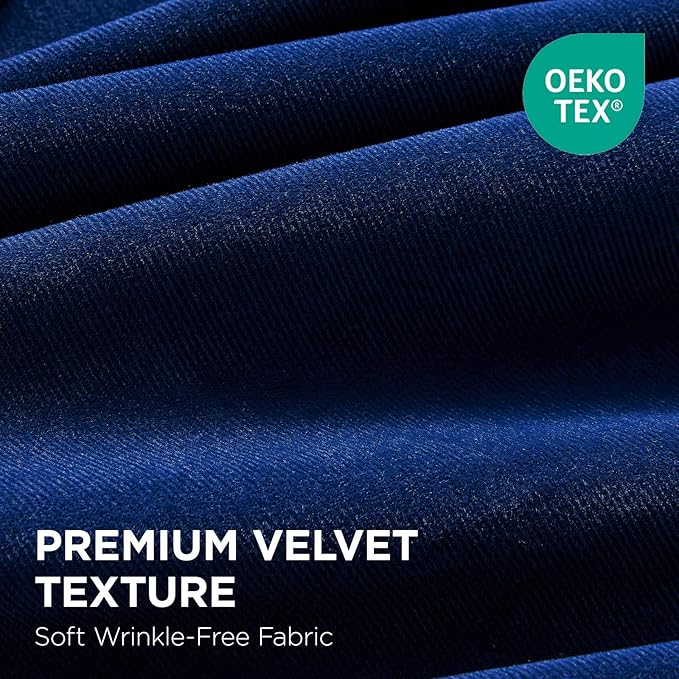 Joydeco Royal Blue 100% Blackout Curtains 120 Inch 2 Panels, Luxury Thermal Royal Blue Velvet Curtains for Bedroom Living Room, Soundproof Blackout Window Drapes, Grommet Top (52W x 120L)
