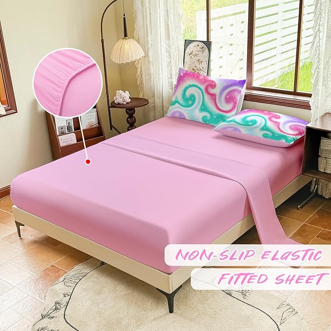 Girls Full Size Bedding Sets Rainbow Bedding – 5 Piece Comforter Set Full, Gradient and Colorful Galaxy Comforter for All-Season – Machine Washable, Durable – Gift Idea for Boys and Girls Room