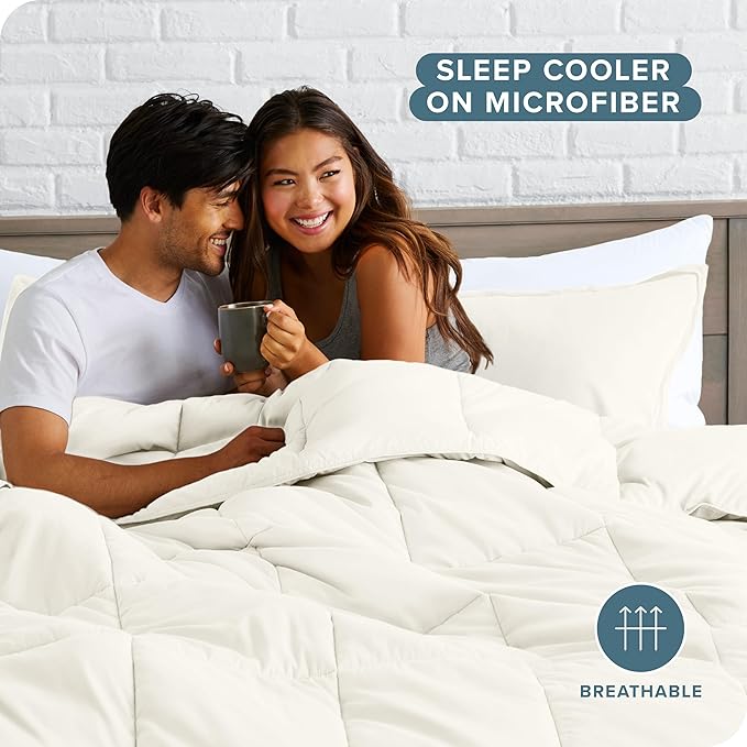 Bare Home Comforter Set - Queen Size - Ultra-Soft - Goose Down Alternative - Premium 1800 Series - All Season Warmth (Queen, Cream)