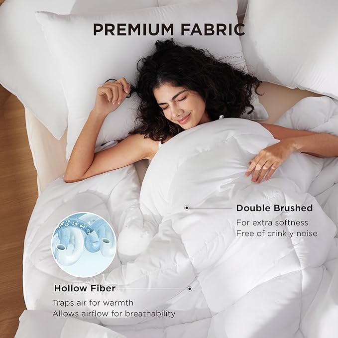 Bedsure Comforter Duvet Insert - Quilted Comforters King Size, All Season Duvet, GentleSoft Down Alternative Bedding, with 8 Tabs, Gifts for Women/Men, White, King 90 x 102 Inches