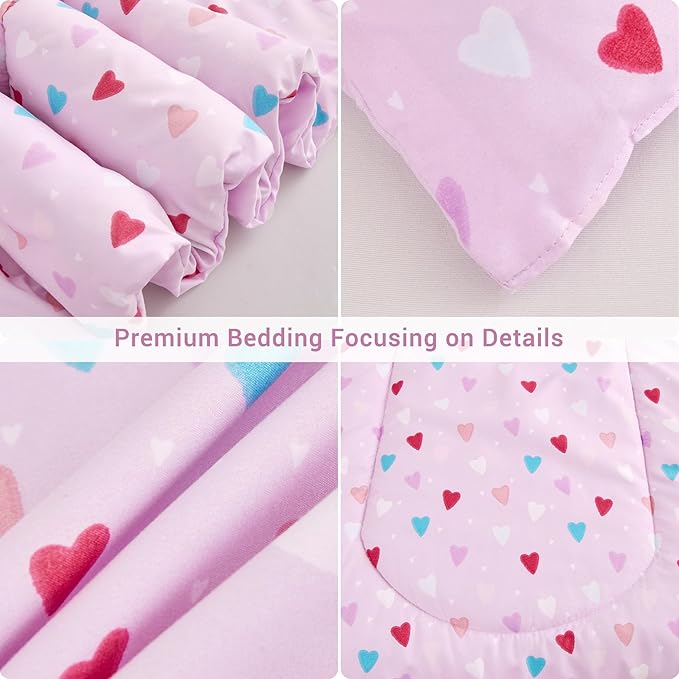 Viviland Kids Twin Bedding Sets for Girls, Soft Microfiber Twin Comforter Sets, Purple Heart