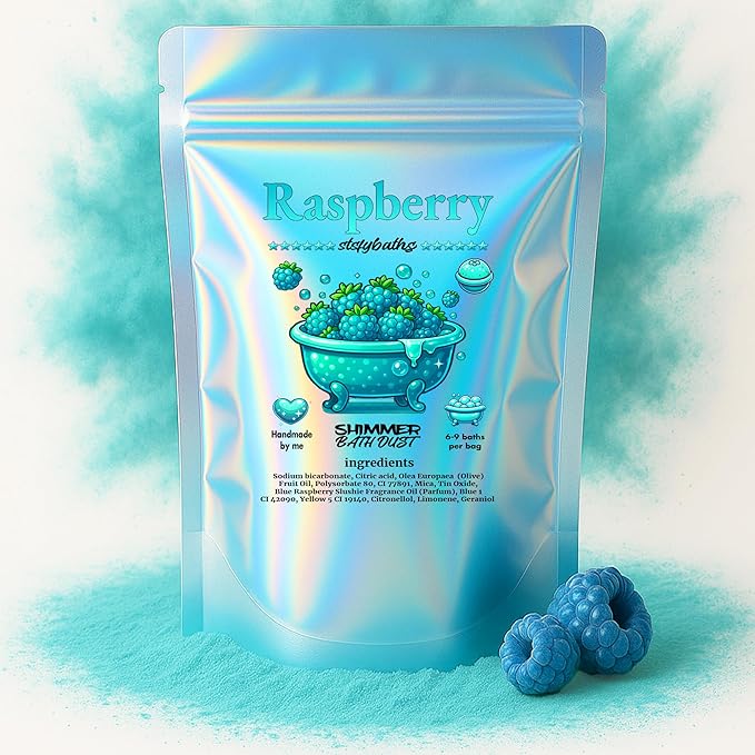 Raspberry Shimmer Bath Bomb in A Bag - Handmade Scented Bath Bombs for Women,Kids and Men - Bulk Bathbomb Fizzies Perfect for Boys and Girls All Ages (Large, Turquoise)