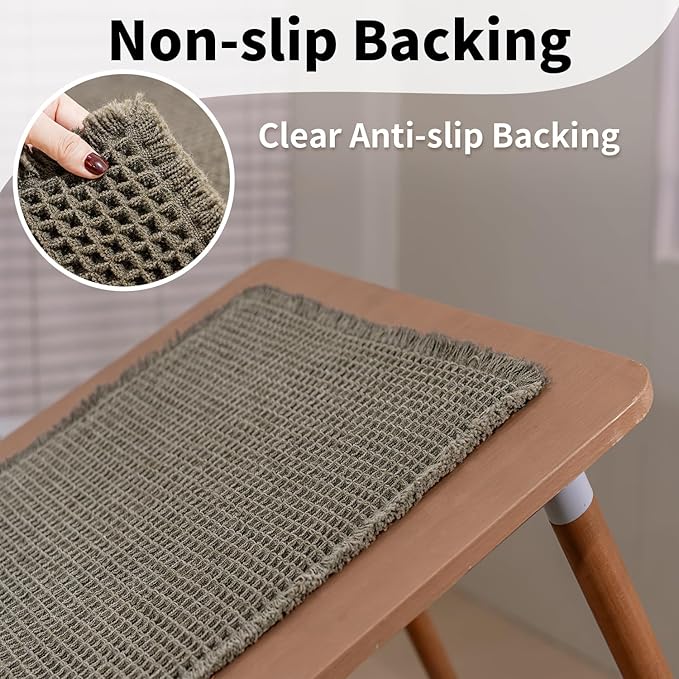 Waffle Runner Bath Mat - Long Boho Bathroom Rugs Non Slip Washable, Super Absorbent & Quick Dry, Soft Bath Mat Farmhouse Bathroom Decor, 24'' x 72'', Olive Green