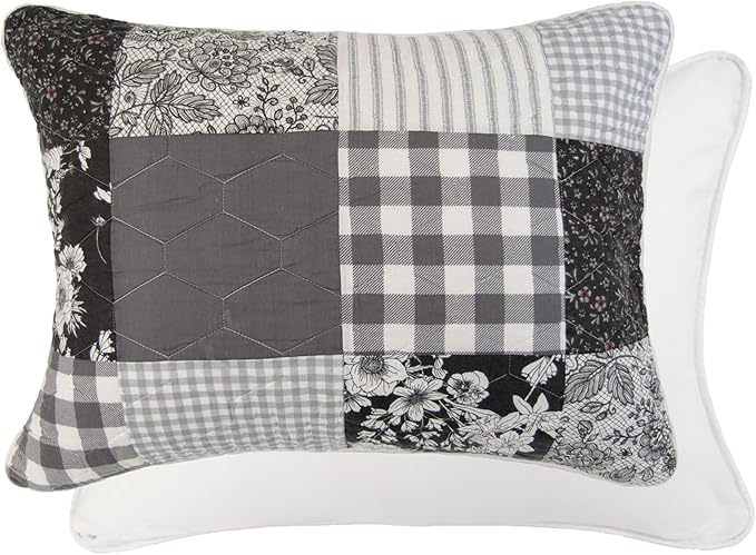 Donna Sharp Indiana Farmhouse Pieced Cotton Quilted Bedding Set - 3-Piece King Size Quilt Set - Includes 1 Quilt and 2 Pillow Shams - Machine Washable - Perfect for Rustic Decor
