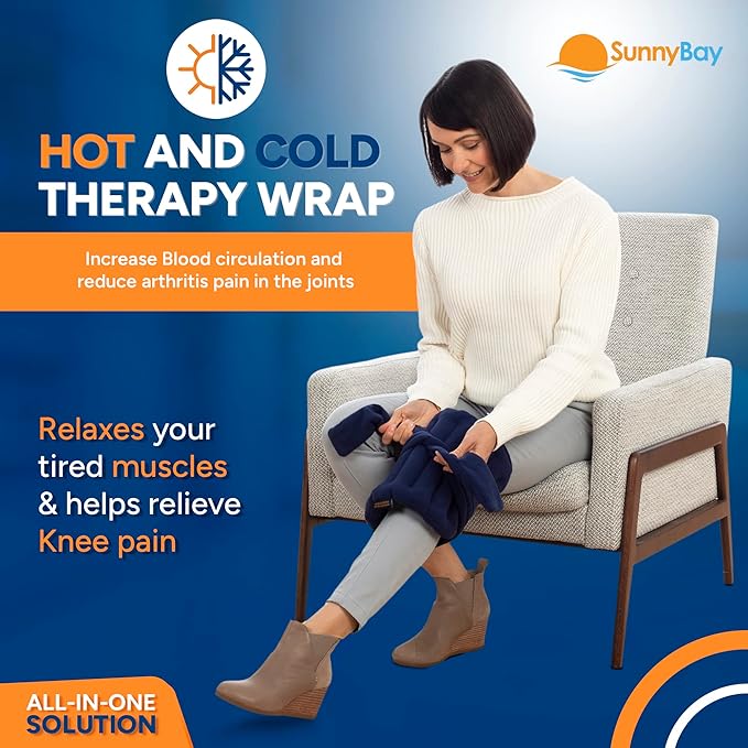 SunnyBay Microwave Heating Pad, Microwavable Moist Hot/Cool Bean Bag Wrap for Neck, Shoulder, Knee, or Back Pain with XL Fastening Straps, 10x18 Inch Heating Area, 2.8 Lbs, 78 Inches