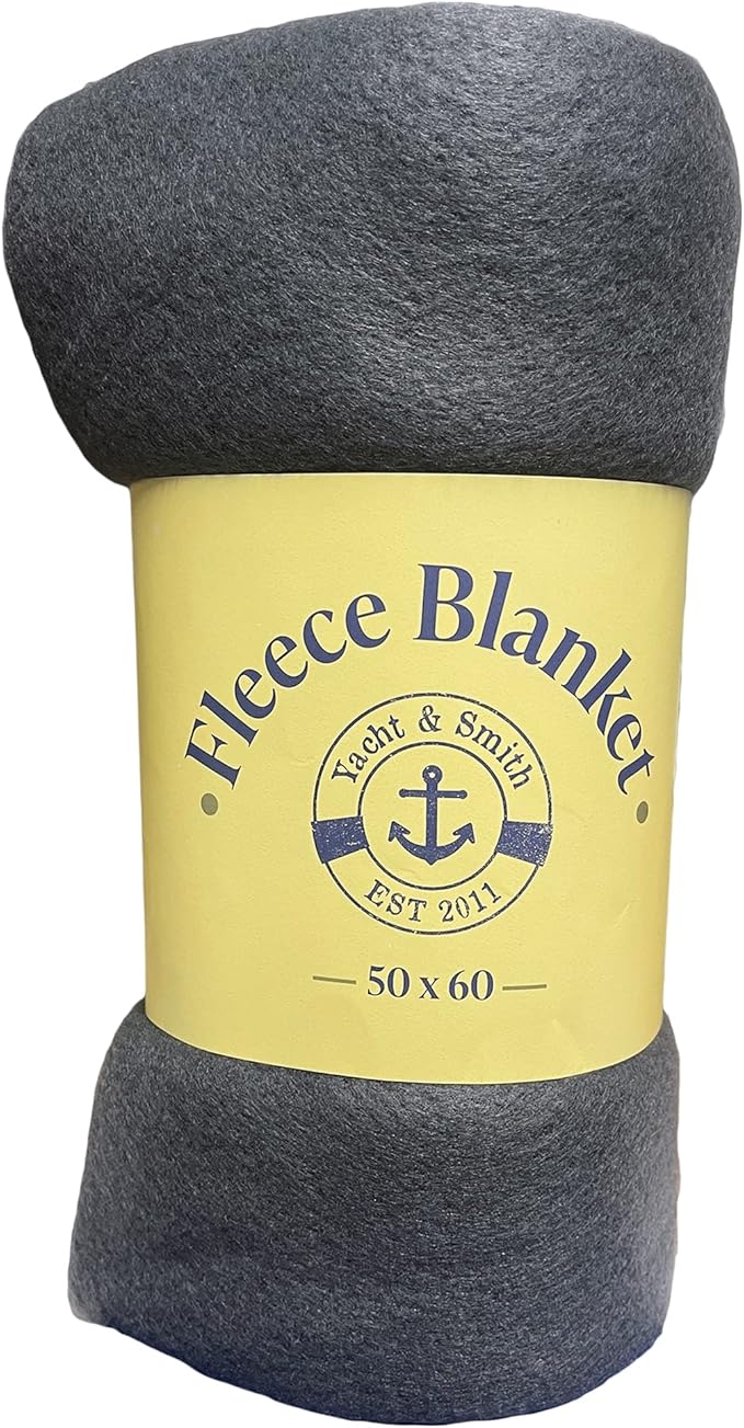 Yacht & Smith 12 Pack of Soft Fleece Blankets 50 X 60, Lightweight, Cozy Warm Throws Dark Colorful Blanket Sofa Travel Outdoor, Wholesale