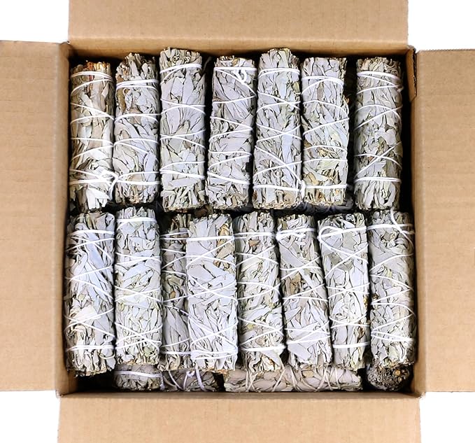 Ancient VEDA 6" White Sage Smudge Sticks for Cleansing House, Meditation, Yoga, Negative Energy Cleanse, and Smudging with Starter Guide | 6 Inch Organic California White Sage Bundles (12 Pack)