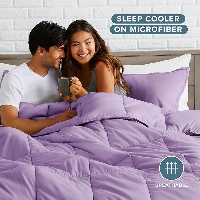 Bare Home Comforter Set - King/California King Size - Ultra-Soft - Goose Down Alternative - Premium 1800 Series - All Season Warmth (King/Cal King, Lavender)