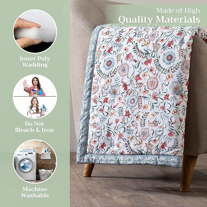 Maison d' Hermine Throw Blanket for Couch Lightweight Soft Warm Breathable Cotton Throw Blankets for Bed Girls Boys Women Men Gifts Sofa Travel Living Room Chair Bedding (60"x80", Nellore)