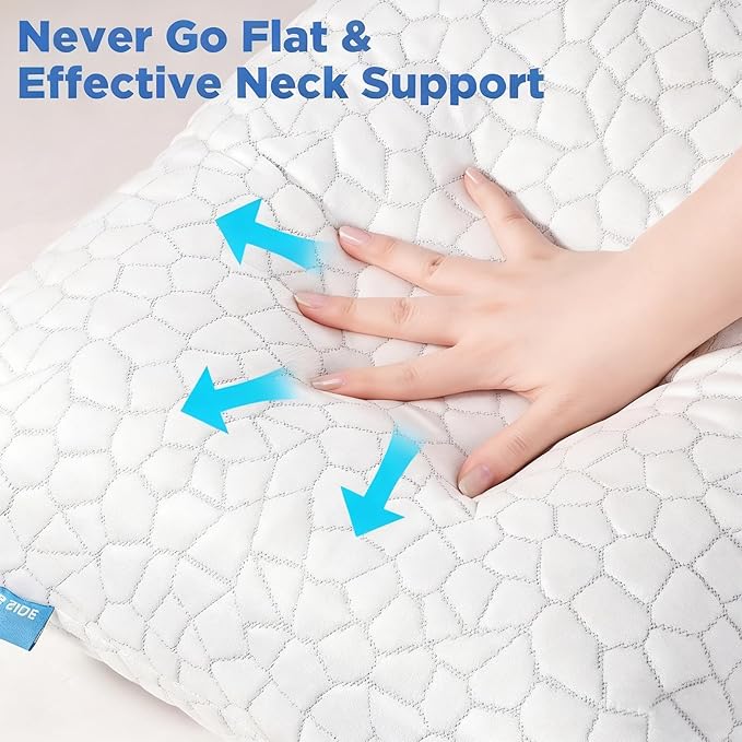 SUPA MODERN Cooling Bed Pillows for Sleeping 1 Pack Shredded Memory Foam Pillows Adjustable Cool Pillow for Side Back Stomach Sleepers Luxury Gel Pillows Standard Size, for Women Men