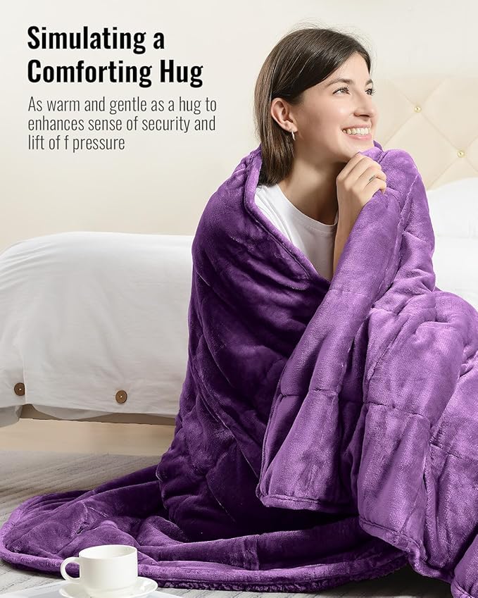 Uttermara Weighted Blanket King Size 15lbs 80x87 Inches, Sherpa Weighted Blankets for Adult, Soft Warm Sherpa & Cozy Fleece, Heavy Blanket for Calming and Sleep, Purple