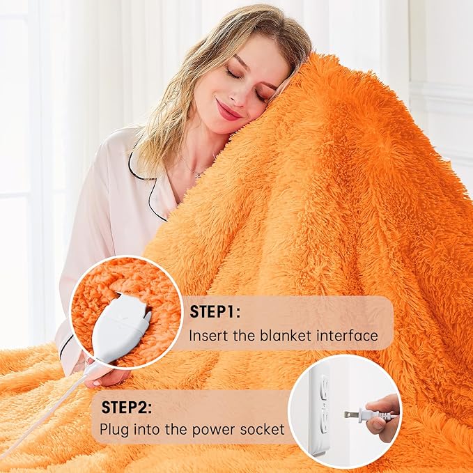 Heated Electric Blanket Twin–Faux Fur with Soft Thick Sherpa,Warm Winter Birthday Gifts for Women Grandma，10 Heat Settings,5 Time Settings with Fast Heating, 62x84, Cocoa Brown