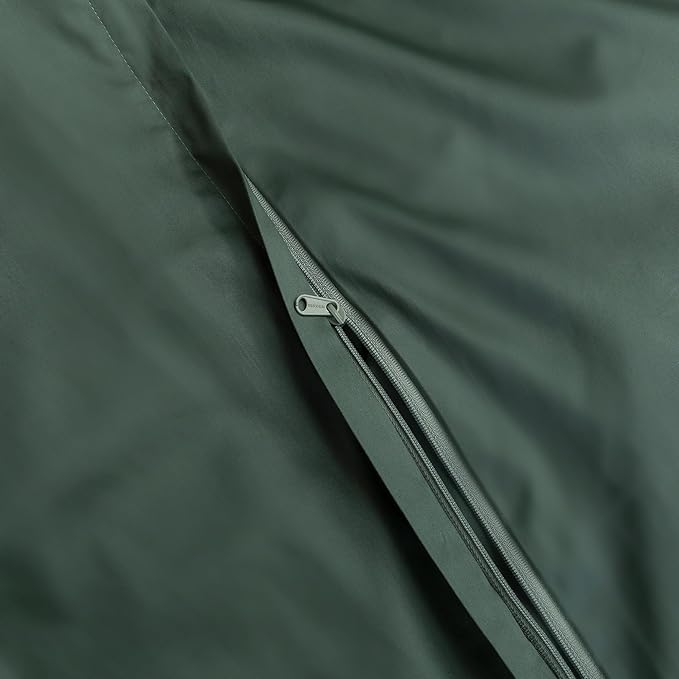 MooMee Queen Duvet Cover Set, 100% Extra Long Staple Cotton 600 Thread Count Sateen Silky Soft Breathable Durable Luxury Hotel Quality Bedding Set, 3 Pieces (Dark Green, Queen 90"x90")