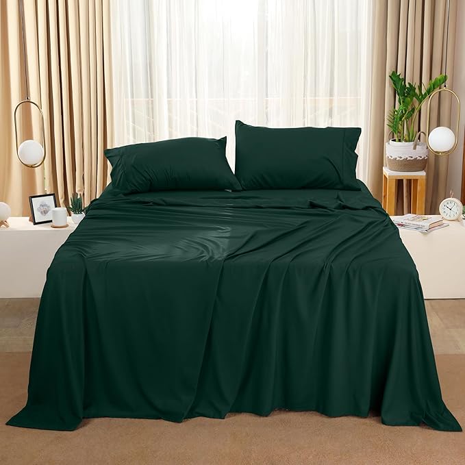 Utopia Bedding King Bed Sheets Set - 4 Piece Bedding - Brushed Microfiber - Shrinkage and Fade Resistant - Easy Care (Emerald Green)