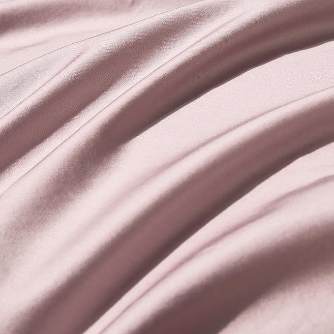 MooMee Duvet Cover Set 100% Extra Long Staple Cotton 600 Thread Count Silky Sateen Smooth Luxury Soft Breathable Durable Hotel Quality Bedding, 3 Pieces (Pale Mauve, Queen 90"x90")