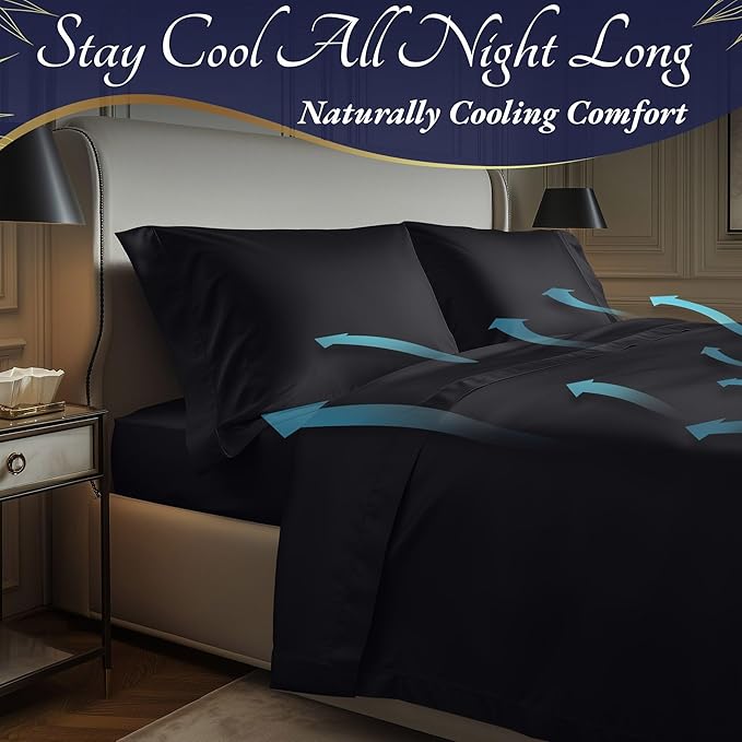 DECOLURE 100% Viscose Derived from Bamboo Sheets Twin Size 3pcs - Ultra Soft & Luxuriously Cooling, 17" Deep Pocket, Double Stitching, Perfect for Hot Sleepers - Twin Bed Sheets (Charcoal)